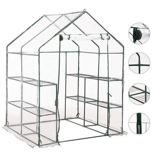 Greenhouse With 8 Shelves 143X143X195 Cm