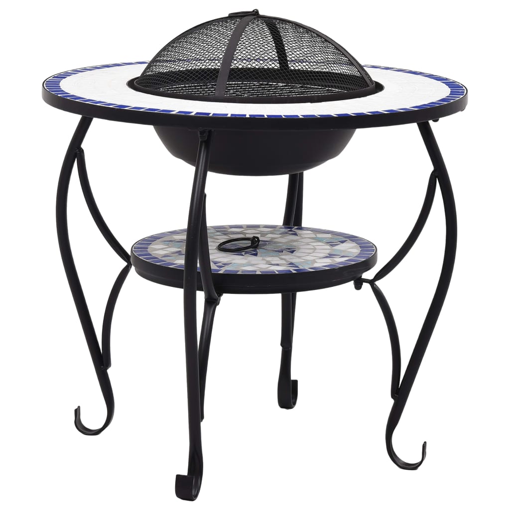 Mosaic Fire Pit Table And White 68 Cm Ceramic
