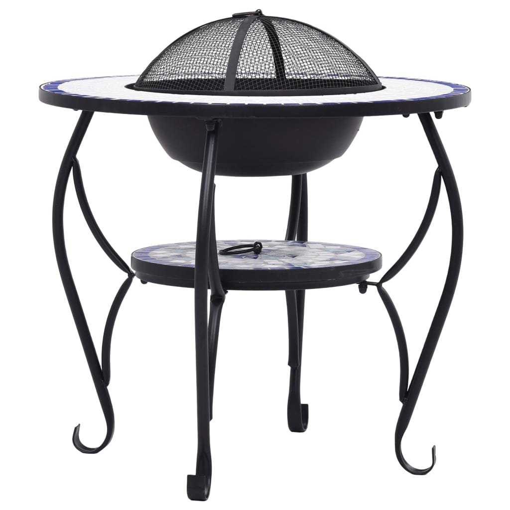 Mosaic Fire Pit Table And White 68 Cm Ceramic