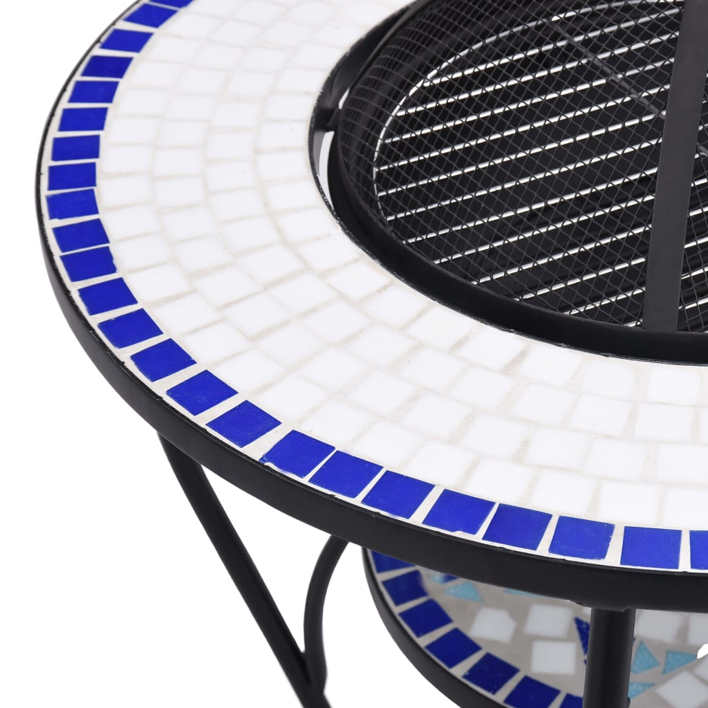 Mosaic Fire Pit Table And White 68 Cm Ceramic