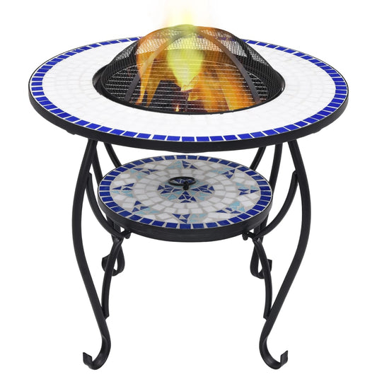 Mosaic Fire Pit Table And White 68 Cm Ceramic