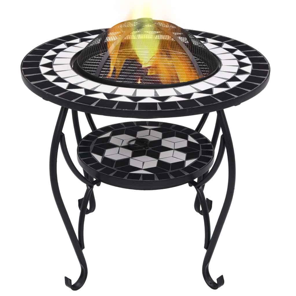 Mosaic Fire Pit Table And White 68 Cm Ceramic