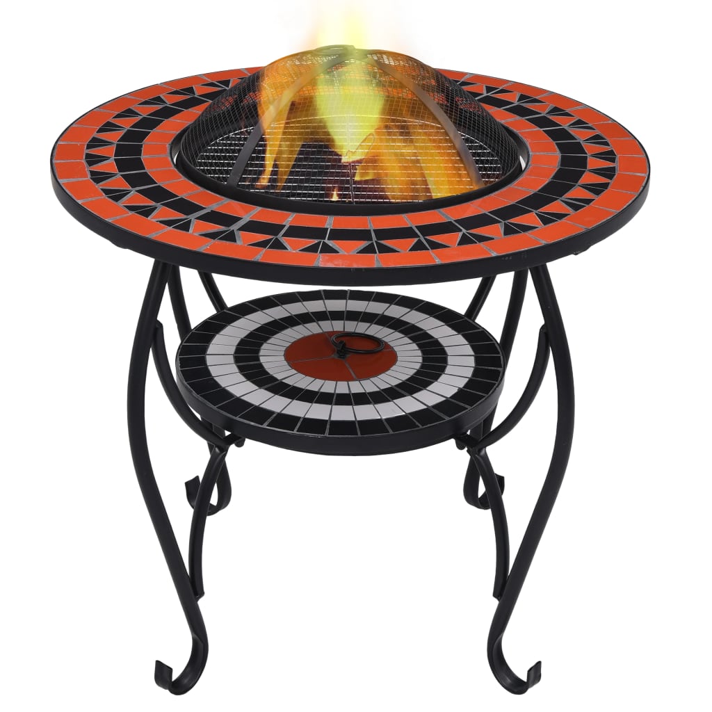 Mosaic Fire Pit Table And White 68 Cm Ceramic