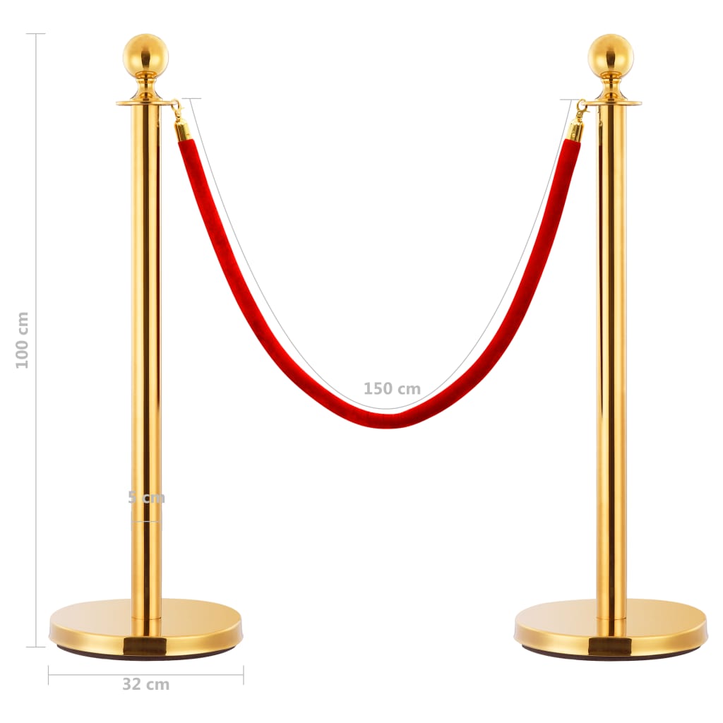 3 Piece Vip Queue Barrier Set Stainless Steel