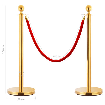 3 Piece Vip Queue Barrier Set Stainless Steel