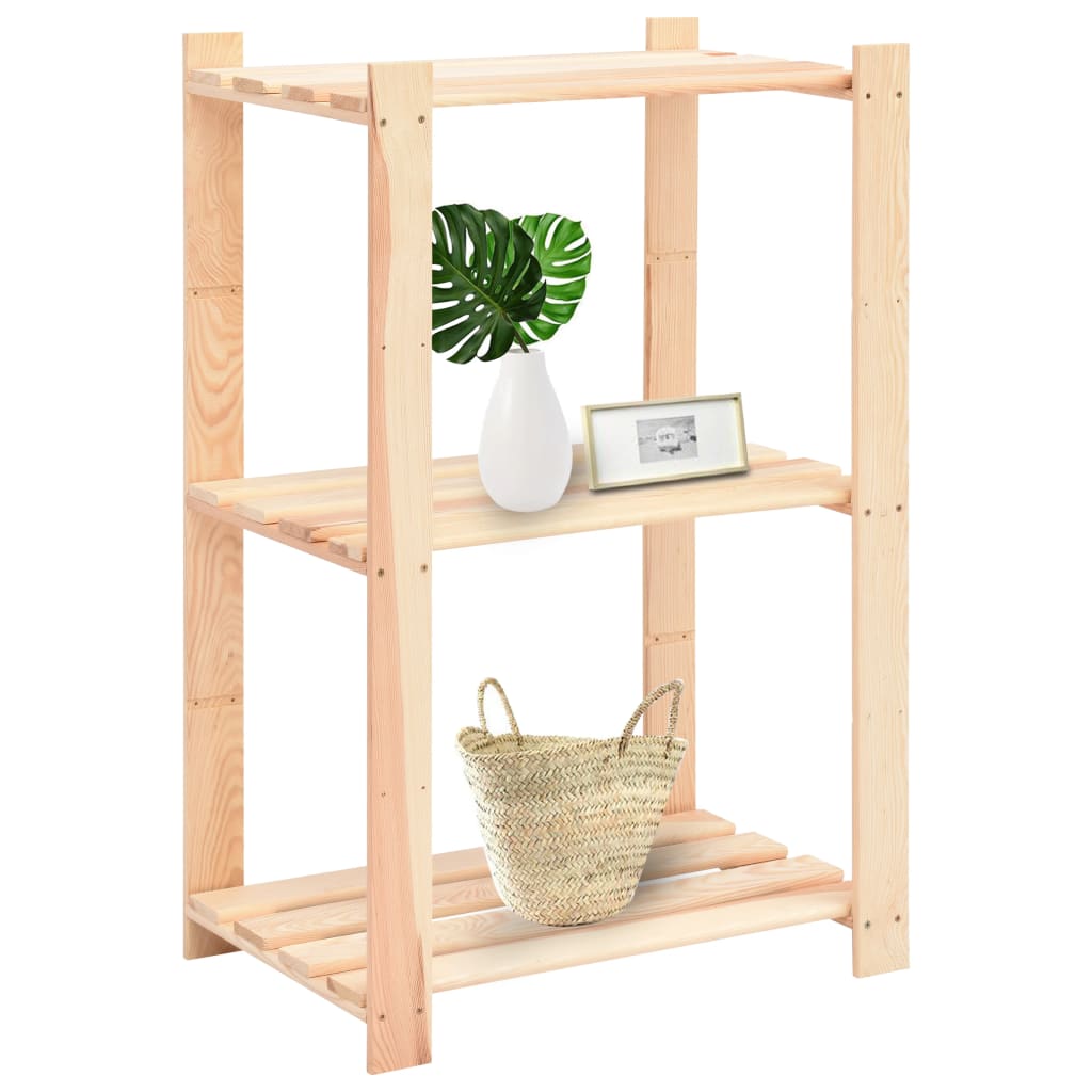 3-Tier Storage Rack 60X38X90 Cm Solid Wood Pine 150 Kg
