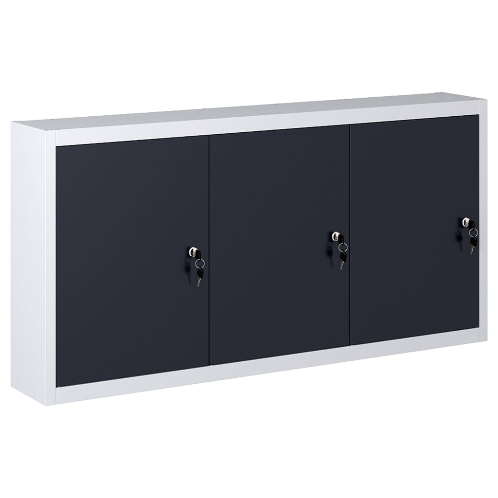 Wall Mounted Tool Cabinet Industrial Style Metal Grey And Black