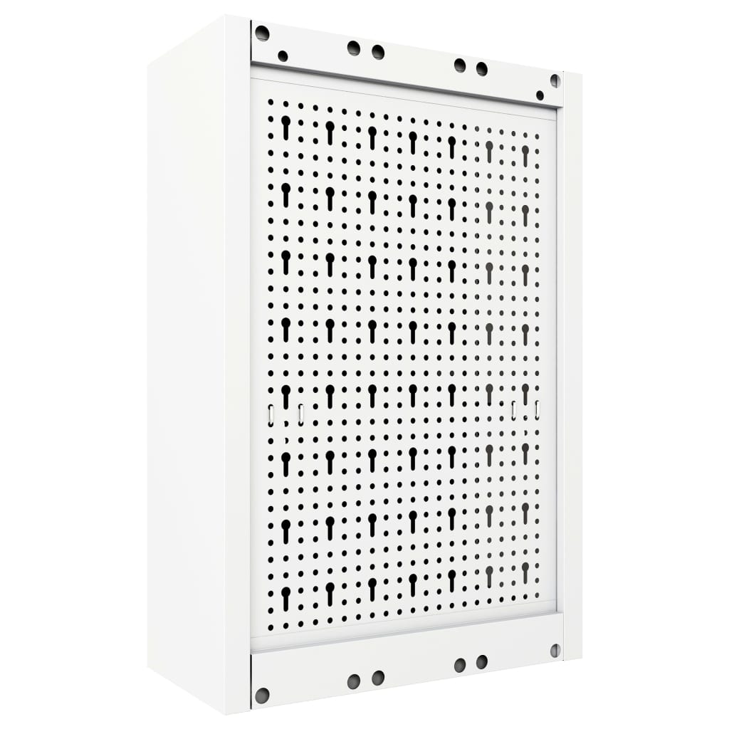 Wall Mounted Tool Cabinet Industrial Style Metal Grey And Black