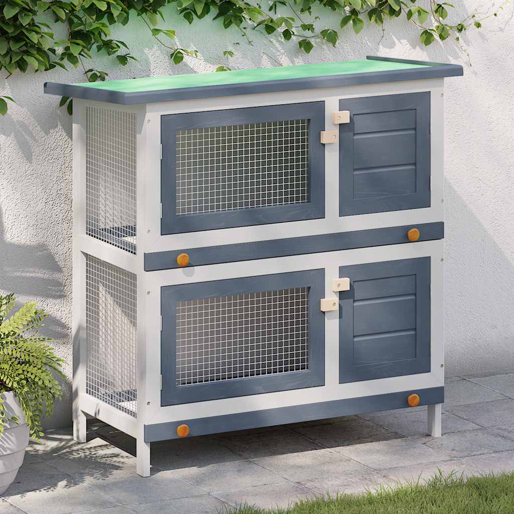 Outdoor Rabbit Hutch 4 Doors Wood