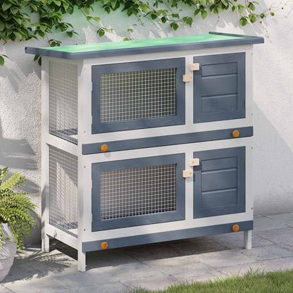 Outdoor Rabbit Hutch 4 Doors Wood