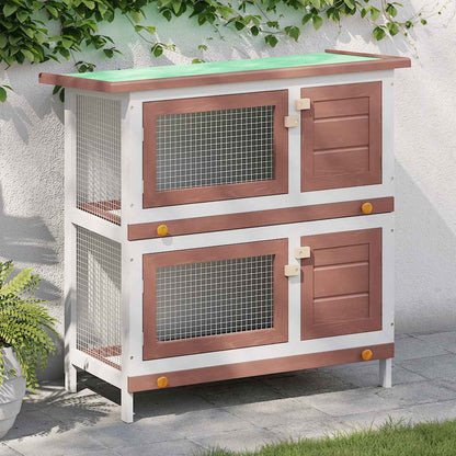 Outdoor Rabbit Hutch 4 Doors Wood