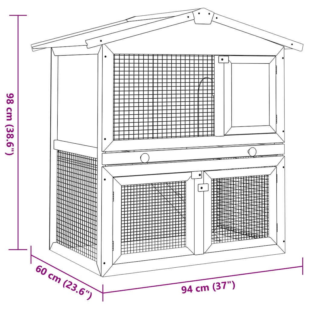 Outdoor Rabbit Hutch 3 Doors Wood