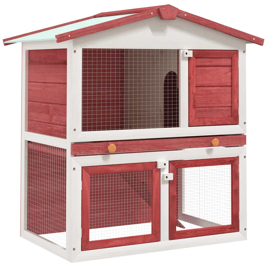 Outdoor Rabbit Hutch 3 Doors Wood
