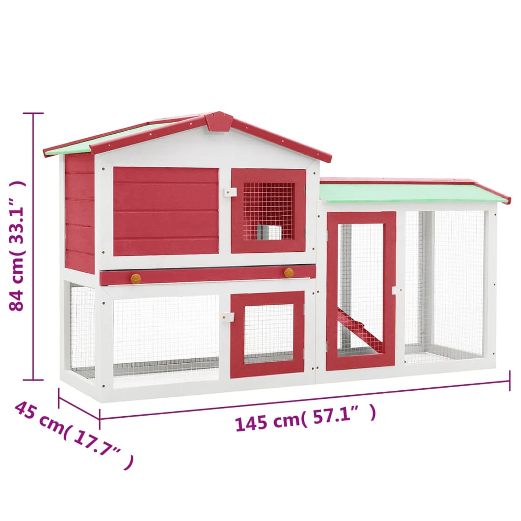 Outdoor Large Rabbit Hutch 145X45X84 Cm Wood