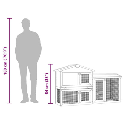 Outdoor Large Rabbit Hutch 145X45X84 Cm Wood