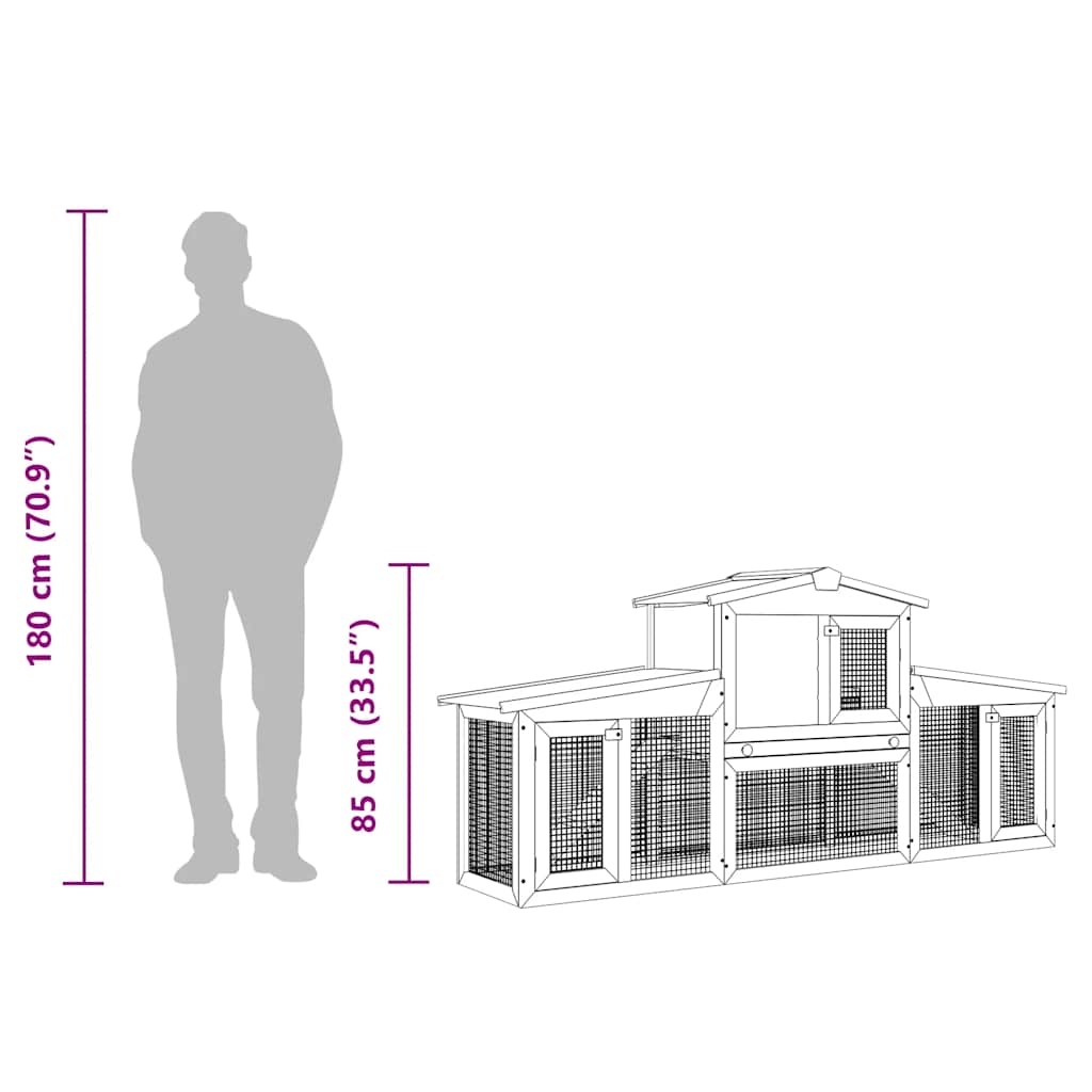 Outdoor Large Rabbit Hutch 201X45X85 Cm Wood