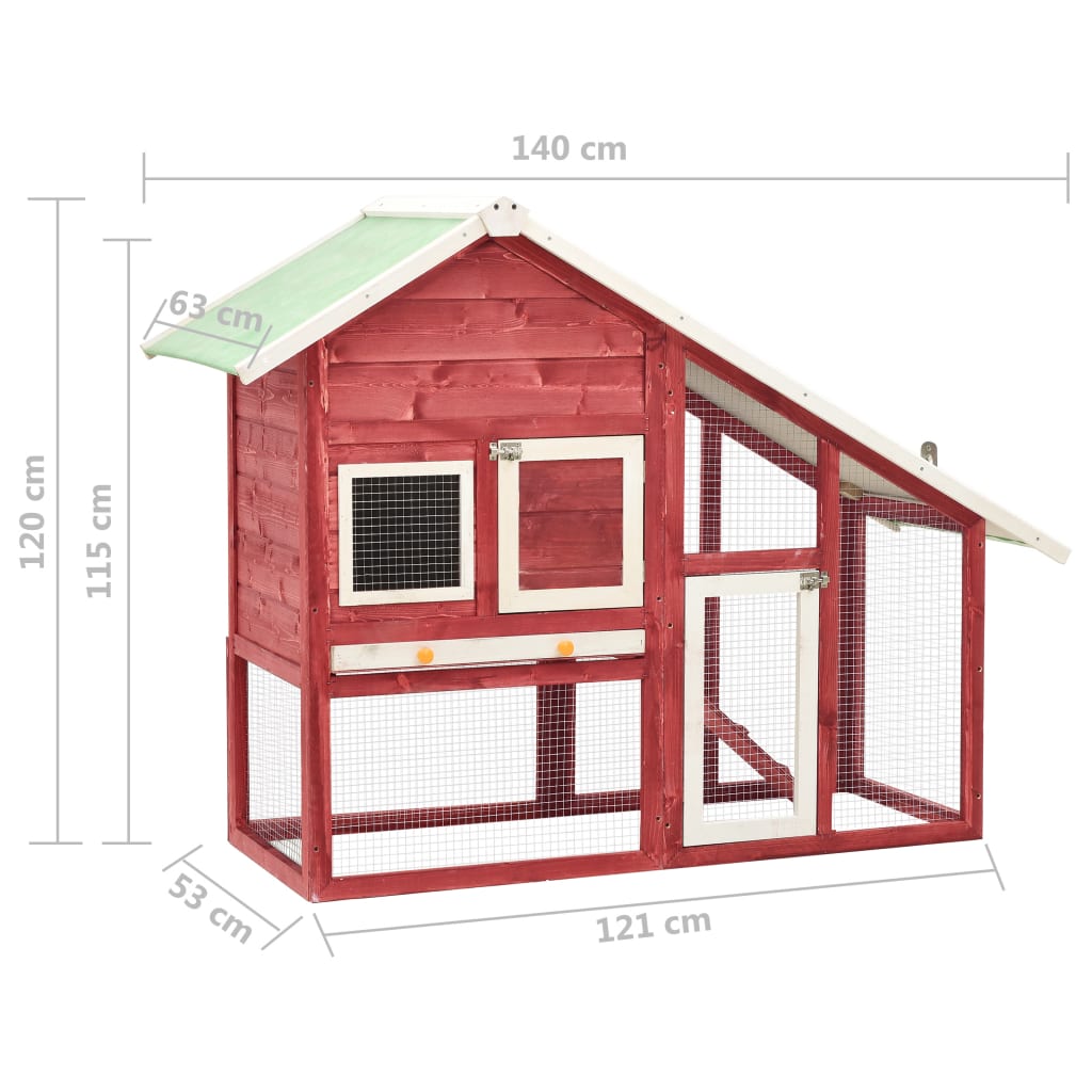 Rabbit Hutch 140X63X120 Cm Solid Firwood