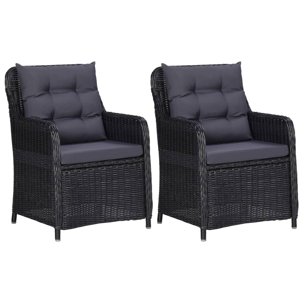 Outdoor Chairs With Cushions 2 Pcs Poly Rattan