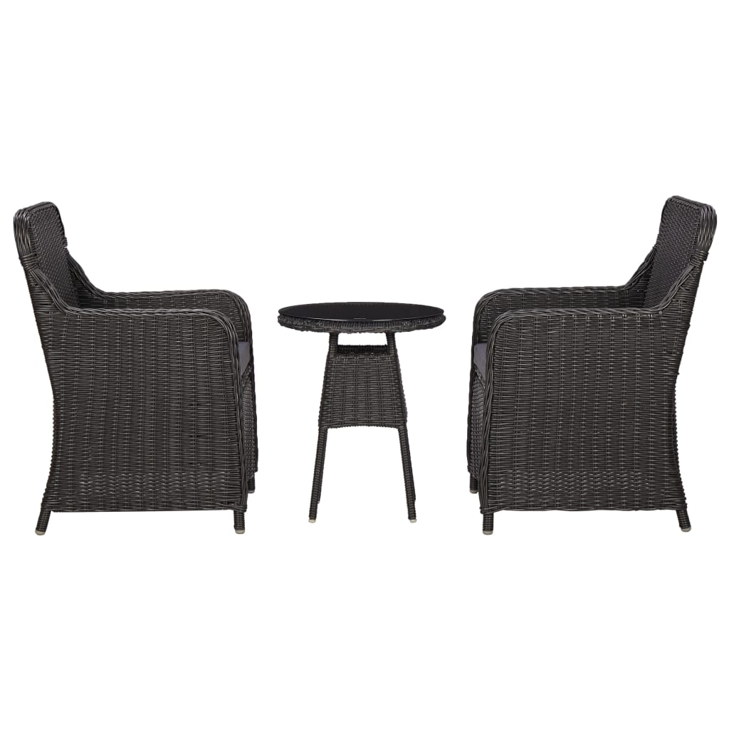 Garden Chairs 2 Pcs With Tea Table Poly Rattan Black
