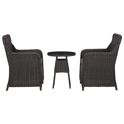 Garden Chairs 2 Pcs With Tea Table Poly Rattan Black