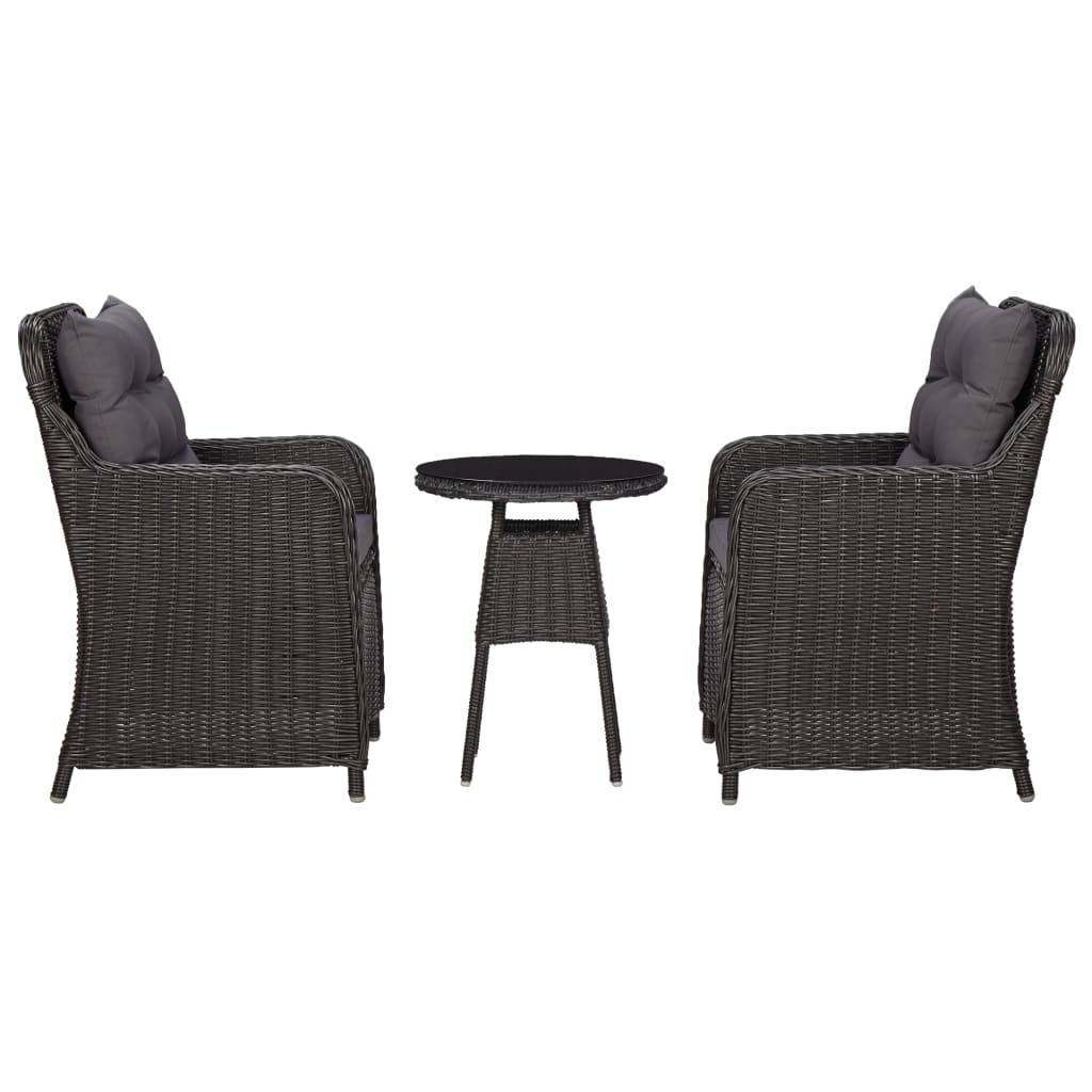 Garden Chairs 2 Pcs With Tea Table Poly Rattan Black