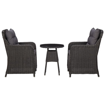 Garden Chairs 2 Pcs With Tea Table Poly Rattan Black