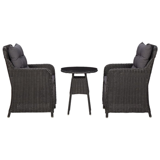 Garden Chairs 2 Pcs With Tea Table Poly Rattan Black