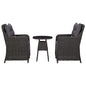 Garden Chairs 2 Pcs With Tea Table Poly Rattan Black