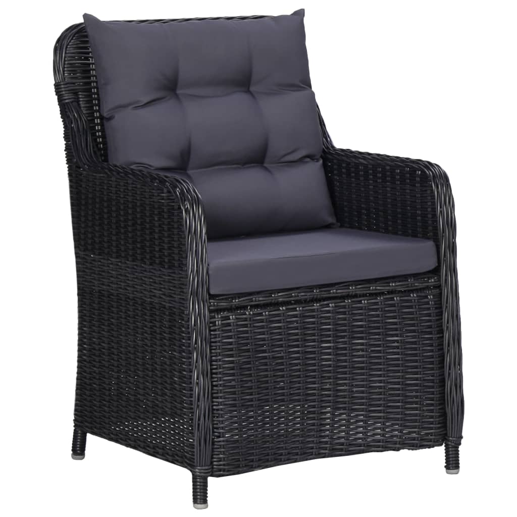 Garden Chairs 2 Pcs With Tea Table Poly Rattan Black