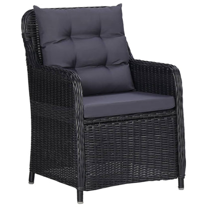Garden Chairs 2 Pcs With Tea Table Poly Rattan Black