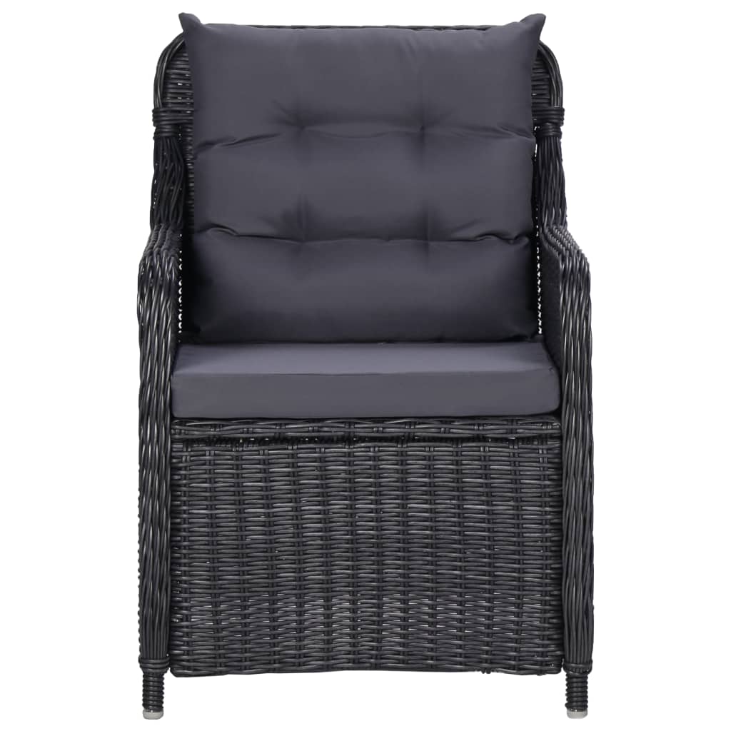 Garden Chairs 2 Pcs With Tea Table Poly Rattan Black