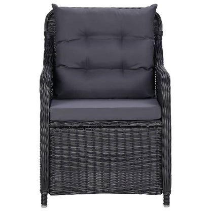 Garden Chairs 2 Pcs With Tea Table Poly Rattan Black
