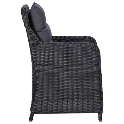 Garden Chairs 2 Pcs With Tea Table Poly Rattan Black