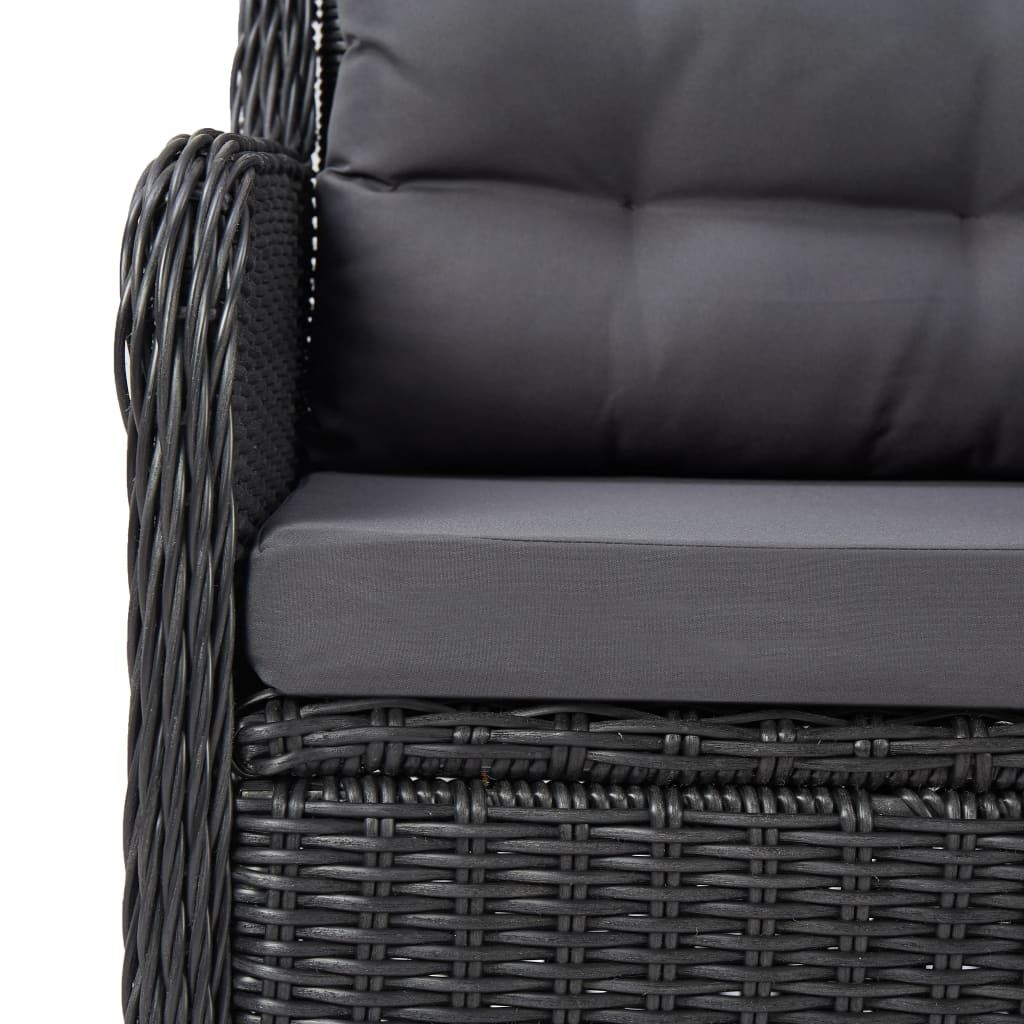 Garden Chairs 2 Pcs With Tea Table Poly Rattan Black