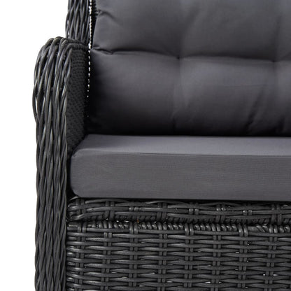 Garden Chairs 2 Pcs With Tea Table Poly Rattan Black
