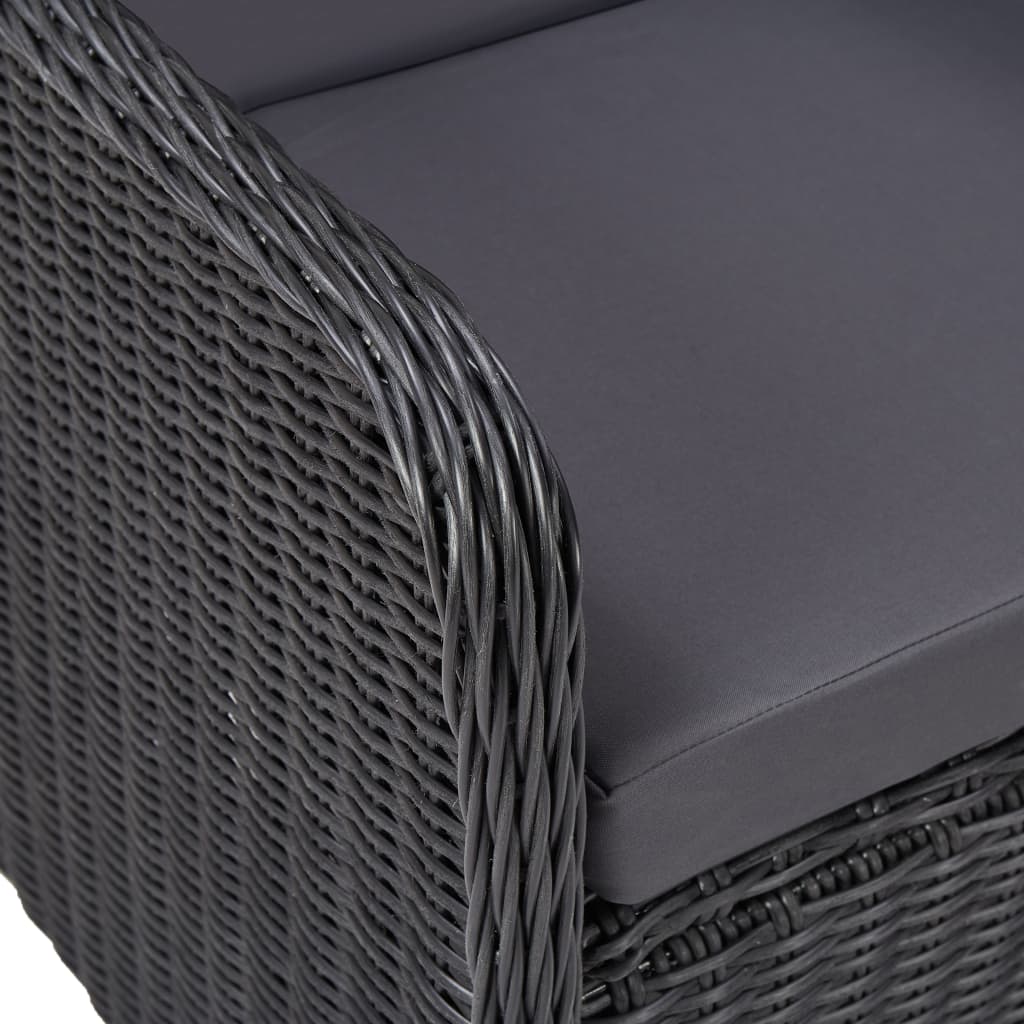Garden Chairs 2 Pcs With Tea Table Poly Rattan Black