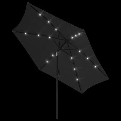Garden Parasol With Led Lights And Steel Pole 300 Cm