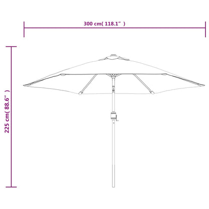 Garden Parasol With Led Lights And Steel Pole 300 Cm