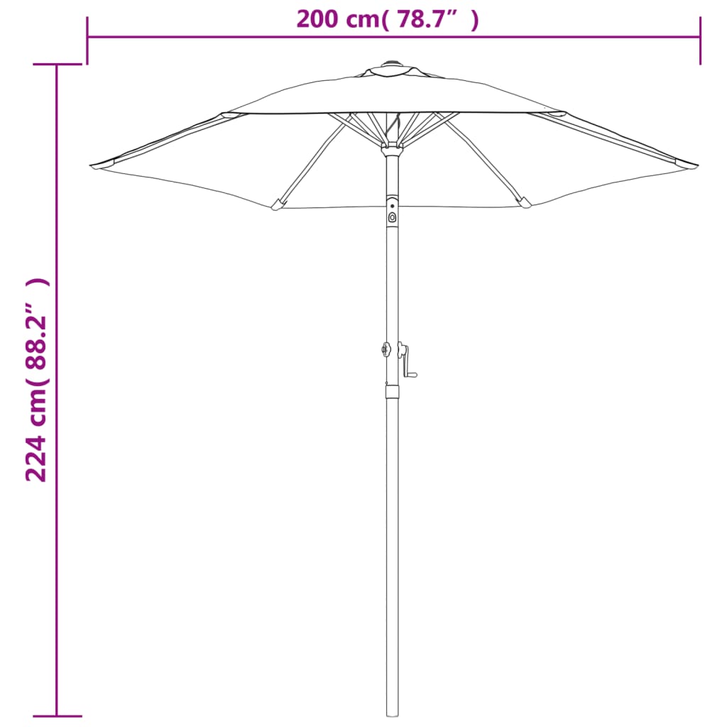 Garden Parasol 200X224 Cm Aluminium