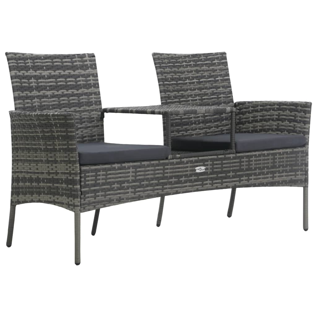 2-Seater Garden Sofa With Tea Table Poly Rattan
