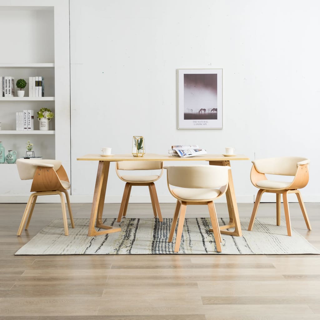 Dining Chair Bent Wood And Faux Leather