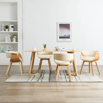 Dining Chair Bent Wood And Faux Leather