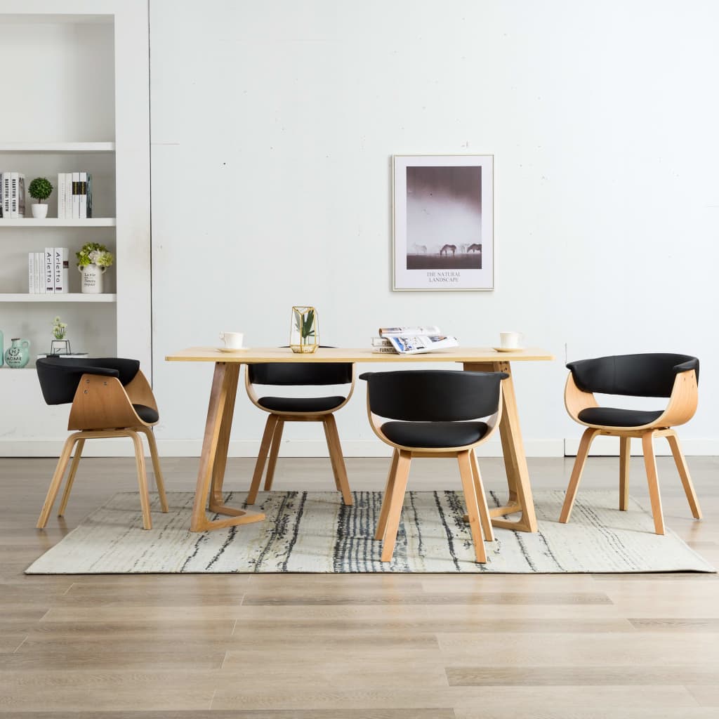 Dining Chair Bent Wood And Faux Leather