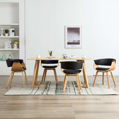 Dining Chair Bent Wood And Faux Leather