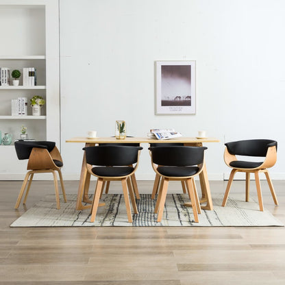 Dining Chair Bent Wood And Faux Leather