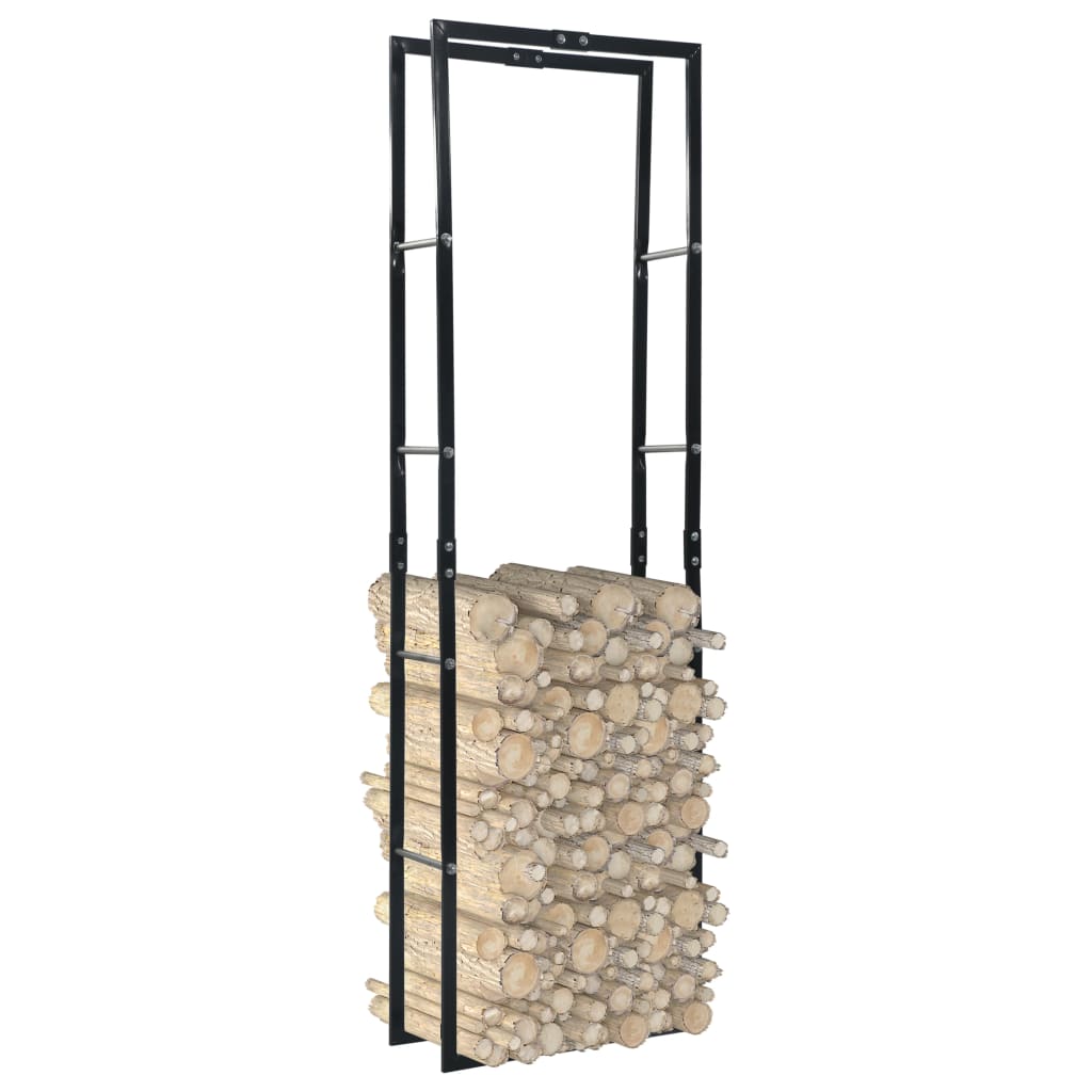 Firewood Rack Black Steel