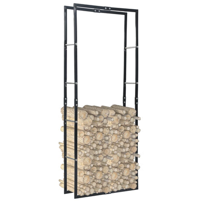 Firewood Rack Black Steel