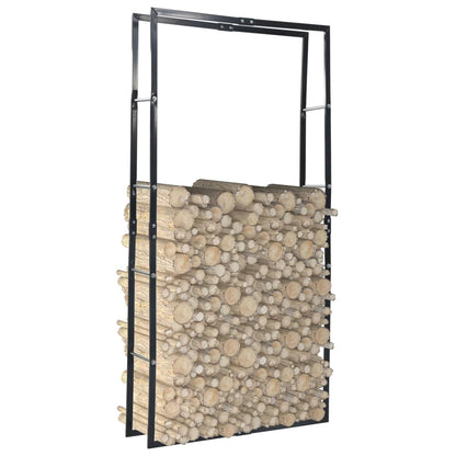 Firewood Rack Black Steel