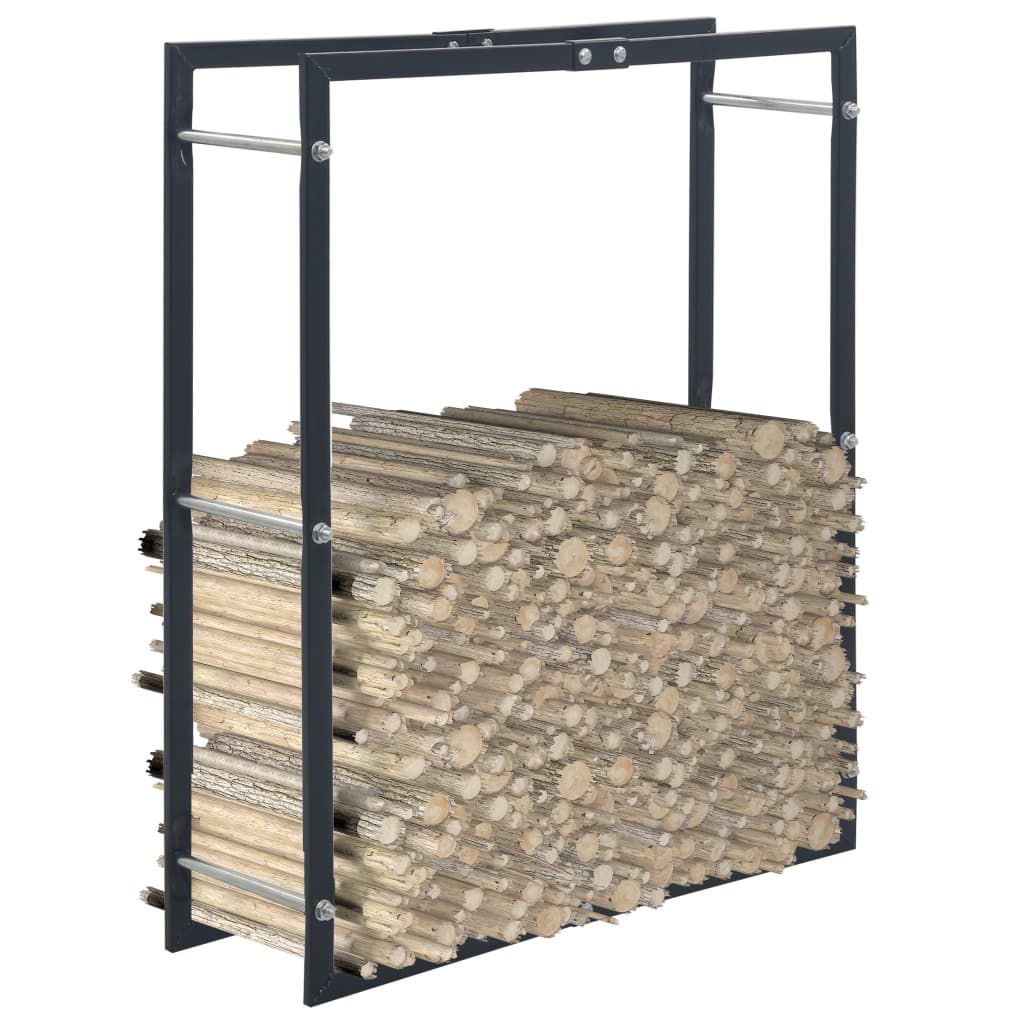 Firewood Rack Black Steel