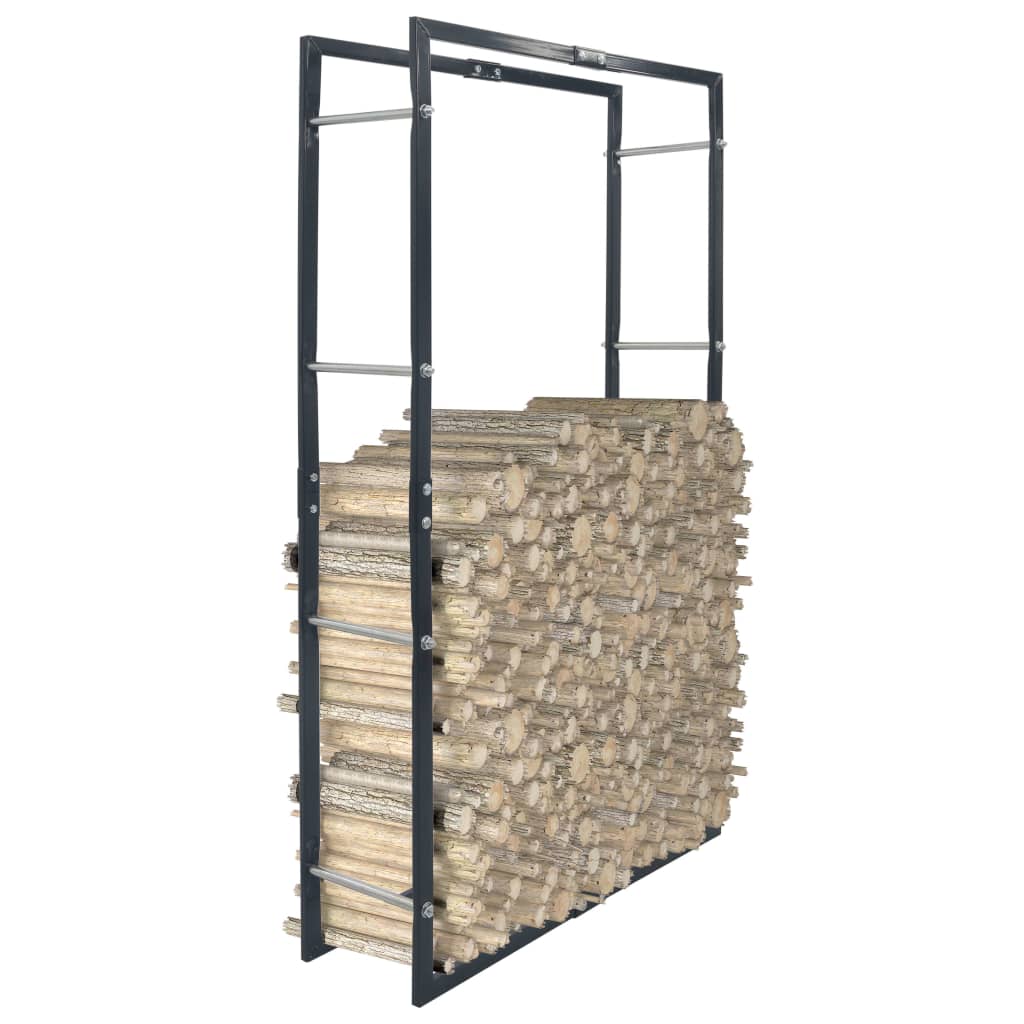 Firewood Rack Black Steel